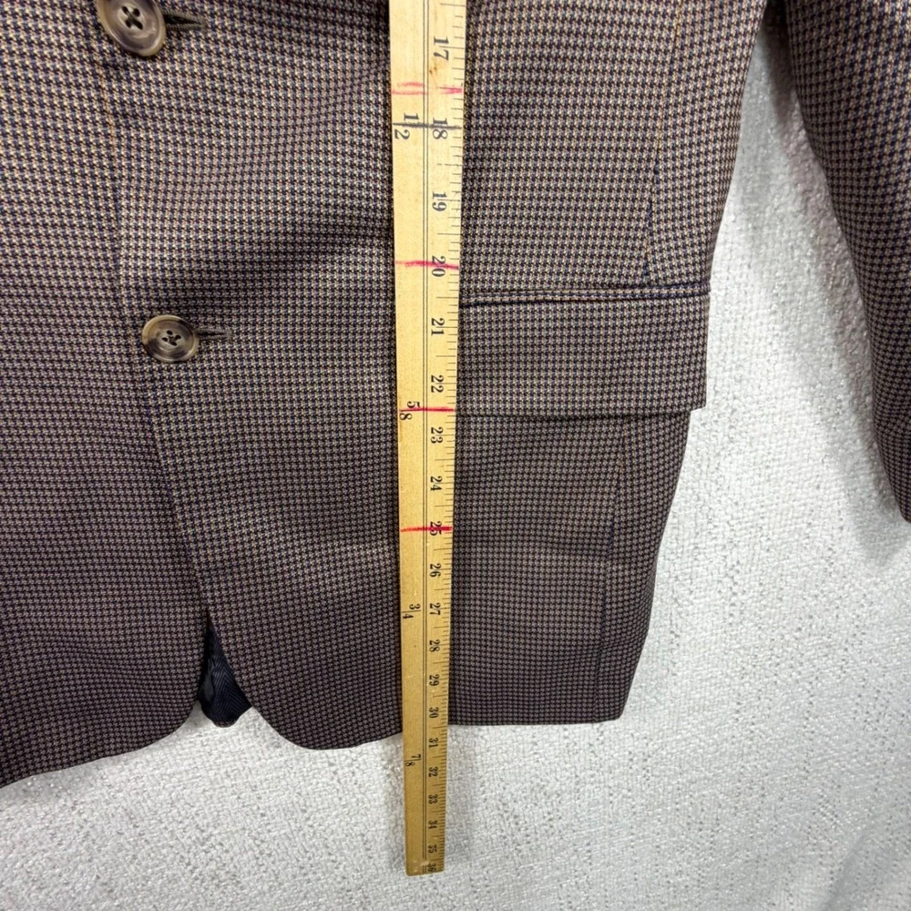 Joseph Abboud Nordstrom 38R Silk Wool Sport Coat Brown Houndstooth Blazer